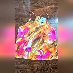 Civic 51 Floral Blouse Top  Sleevless Italy size M Pink Orange